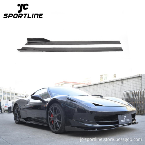VEL Style Carbon Fiber Car Body Lip Side Skirts for Ferrari 458 Italia 2-Door 2011-2013